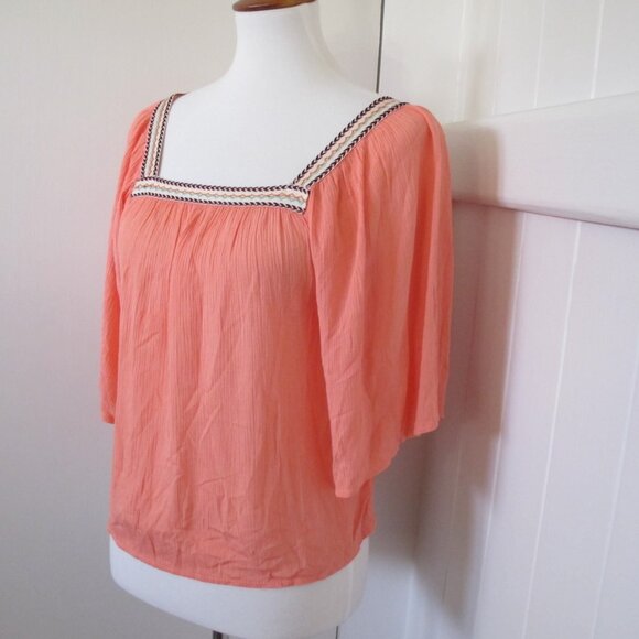 Ya | Bohemian Loose Sleeve Crepe Square Neck Blouse - Picture 8 of 9